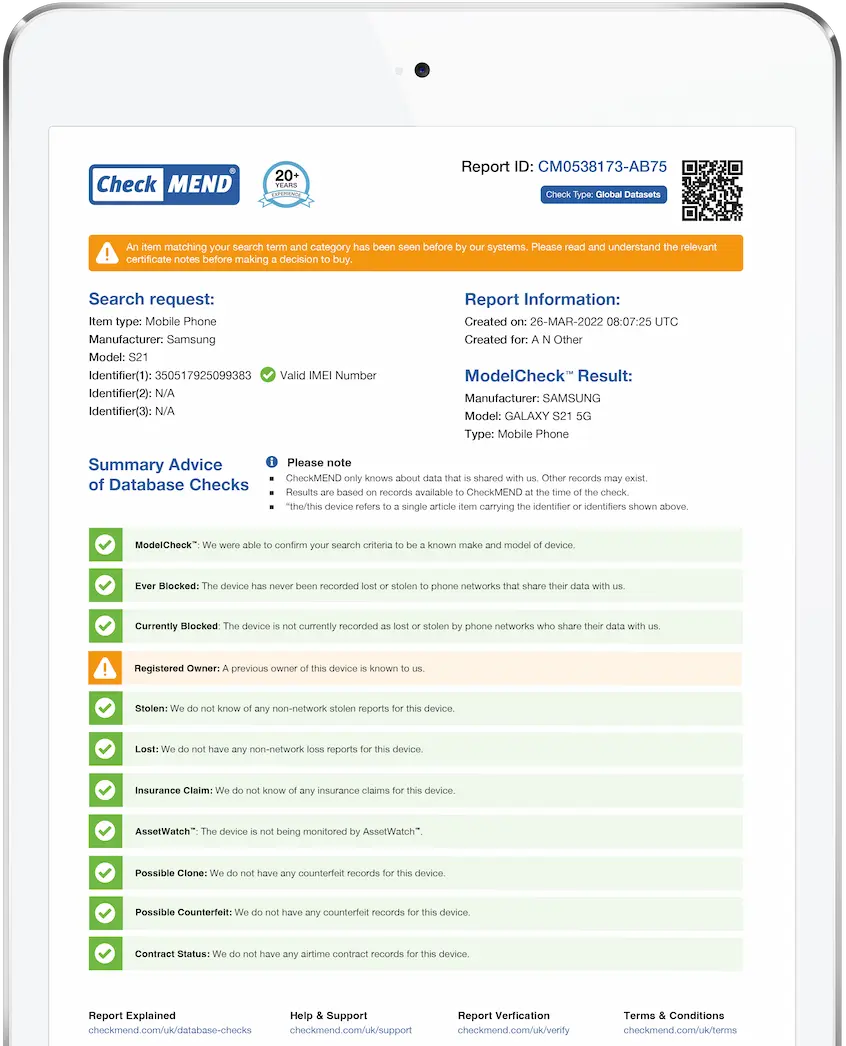 Example CheckMEND report